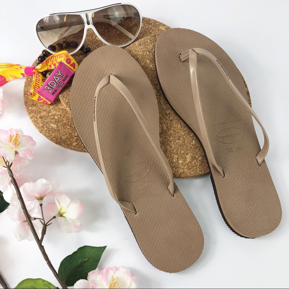 Havaianas Tan Flip Flops, Sz 9/10 W